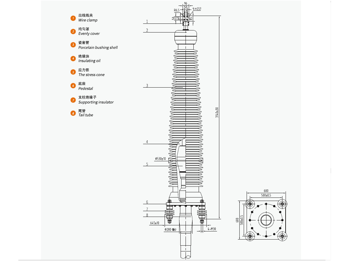 220kV Porcelain Sleeve Type Outdoor Terminal,